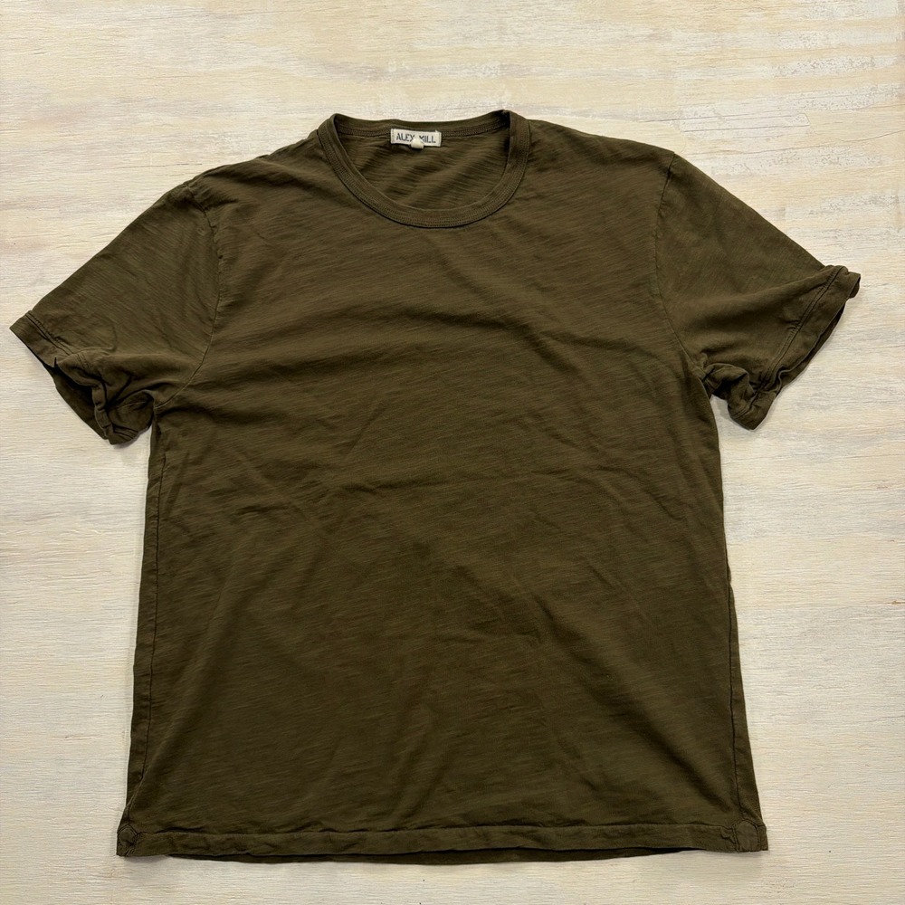 Alex Mill T-Shirt Slub Cotton Short Sleeve Olive Green Large Mens